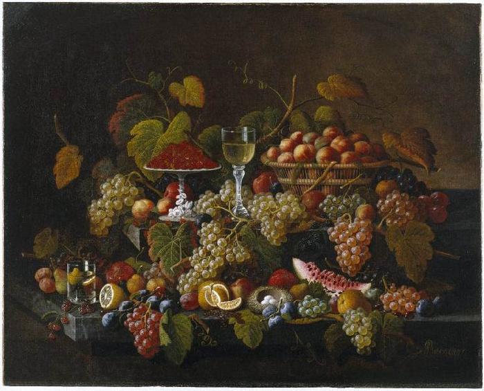 Severin Roesen Still Life with Fruit oil painting image